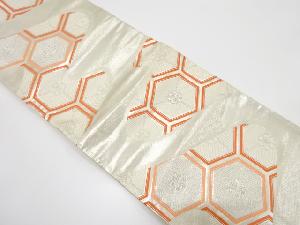 霞取りに亀甲・若松・梅模様織り出し　袋帯